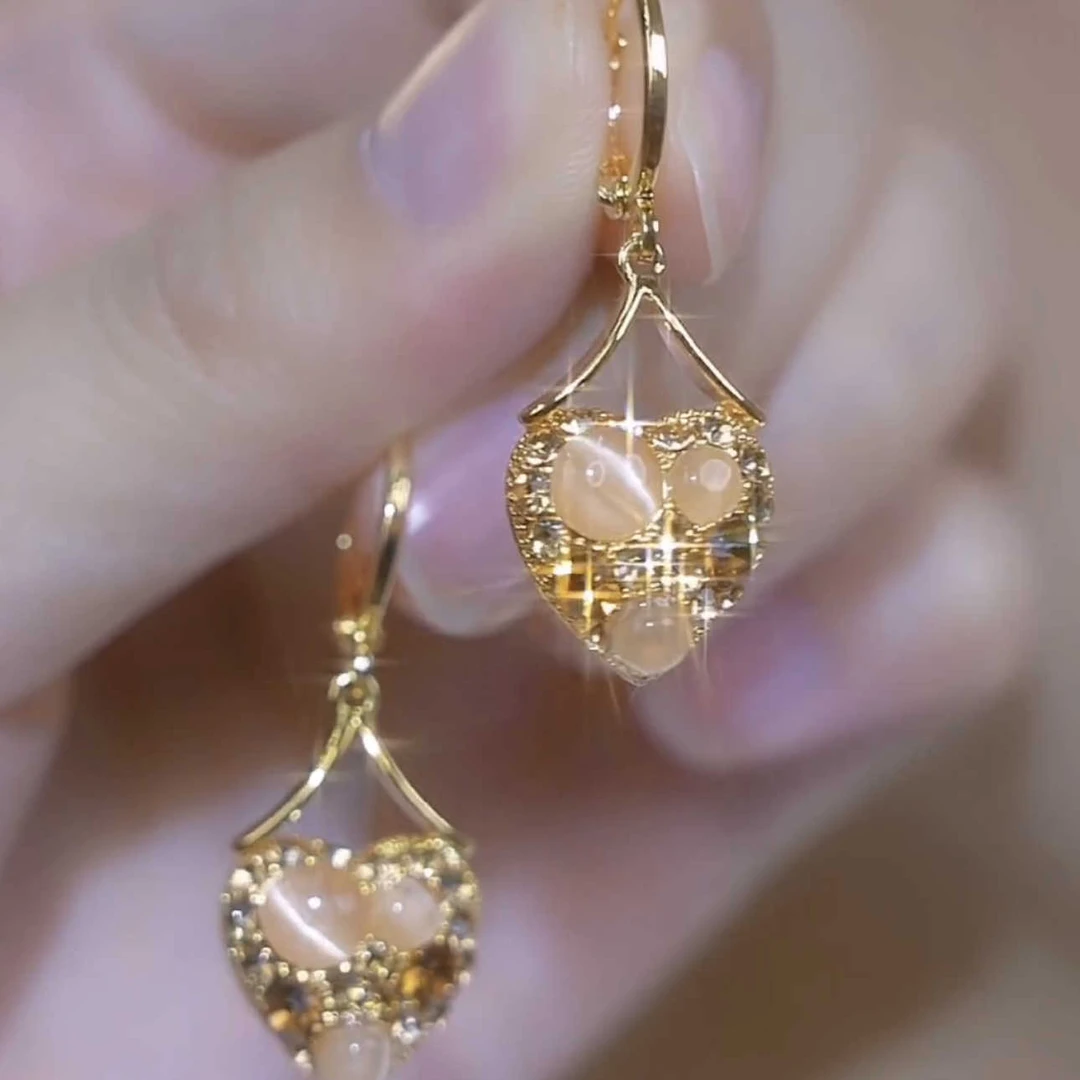 合金耳饰 新款爱心气质长款流苏耳环时尚百搭耳饰优雅耳坠首饰女