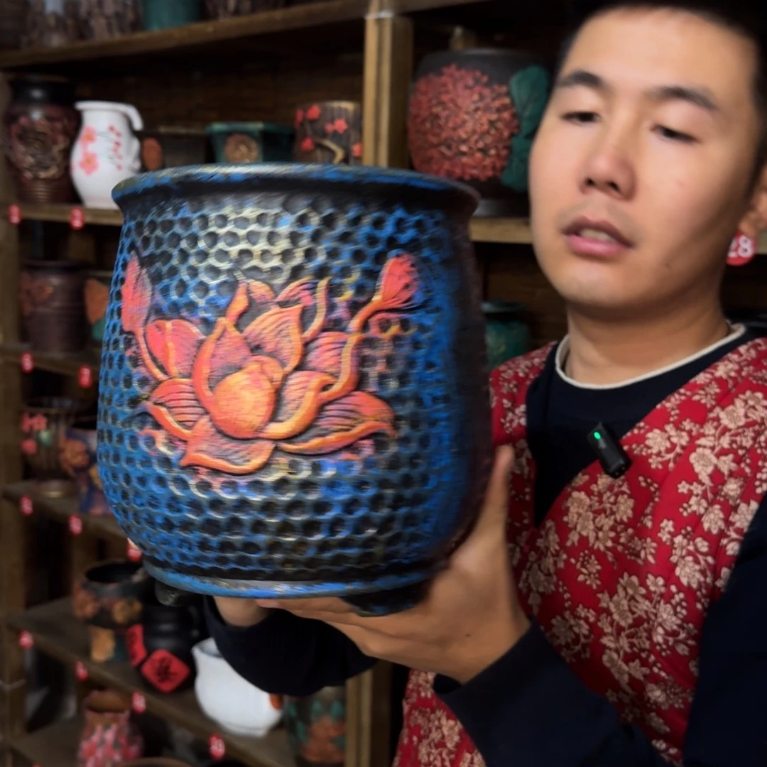 带孔高端浮雕花盆炸炸炸炸