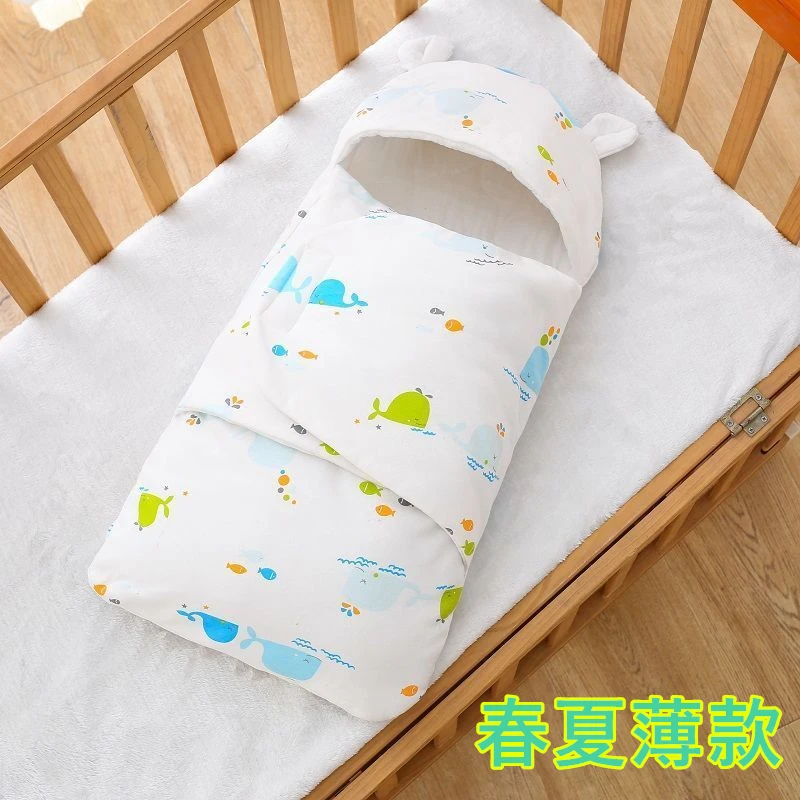 新生儿防踢睡袋产房宝宝包单夏季抱被防惊跳婴儿包被春夏薄款纯棉