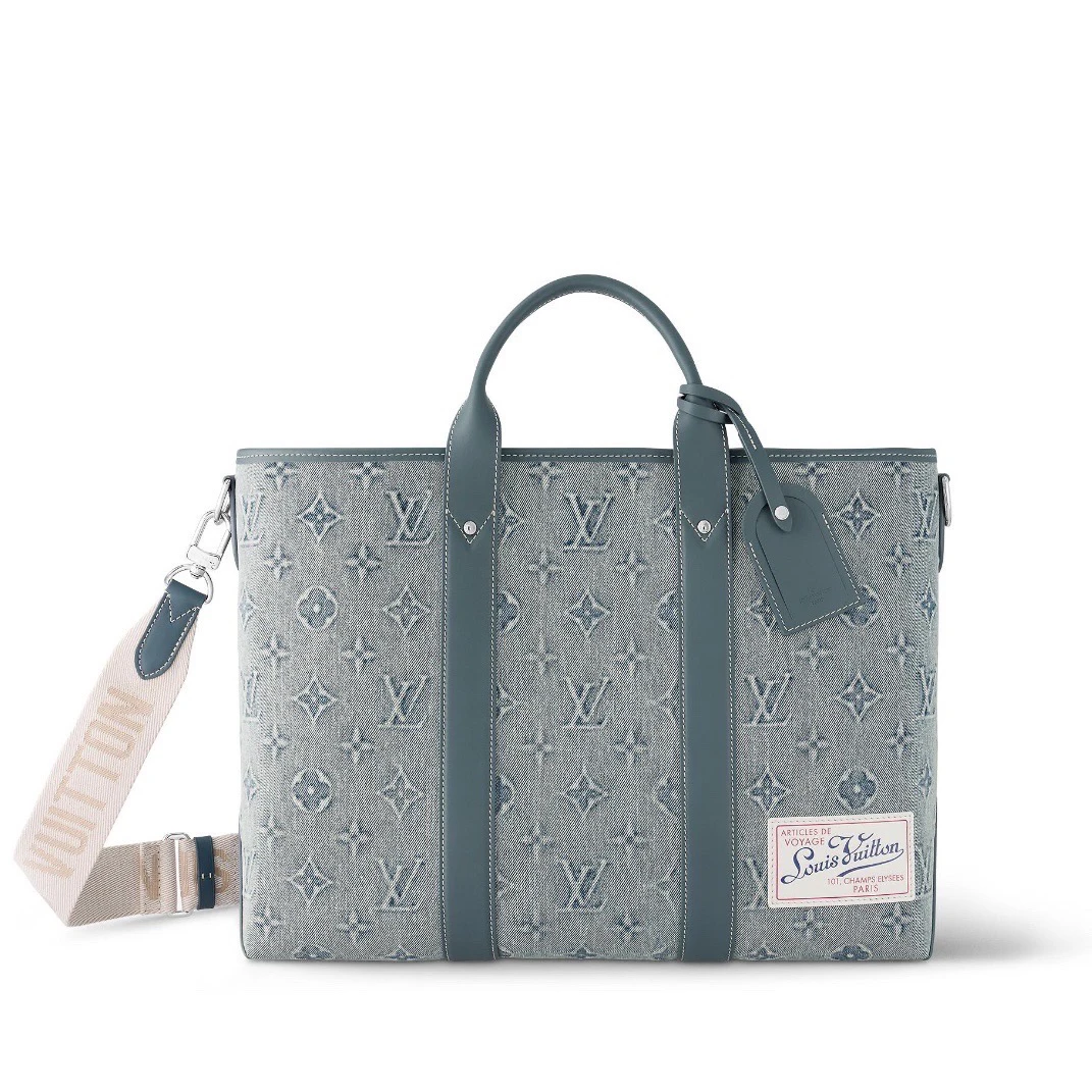 99新 LouisVuitton/路易威登 FW23老花印花帆布配皮手提包 F977