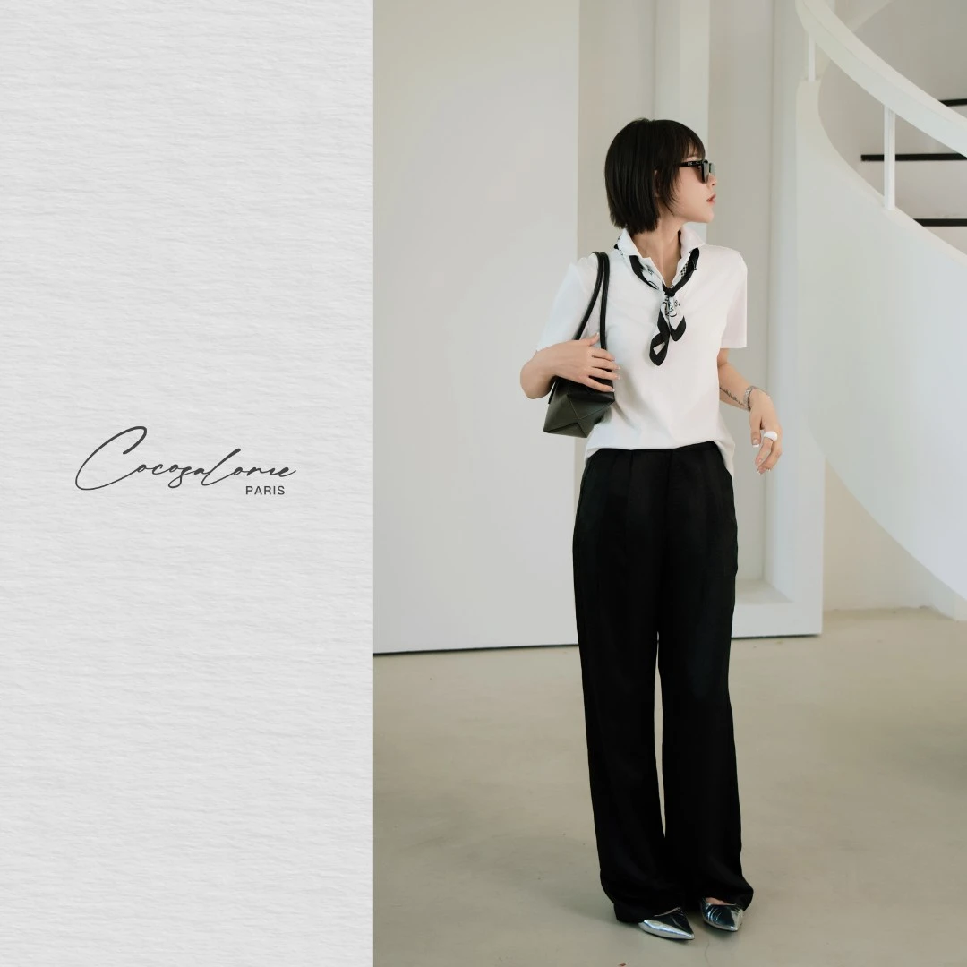 韩彬彬"智简"匹马棉夏季女款可立V领显瘦宽松短袖Polo衫700Y-2