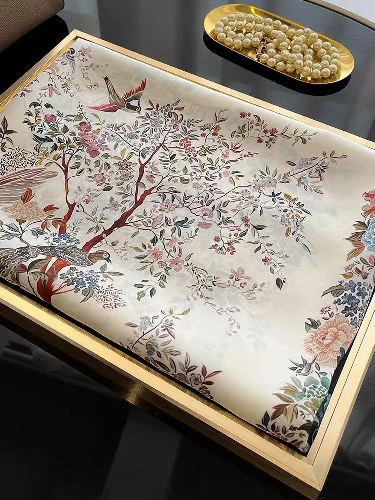 【百鸟朝凤】180*90长巾女士丝巾百搭气质缎面围巾