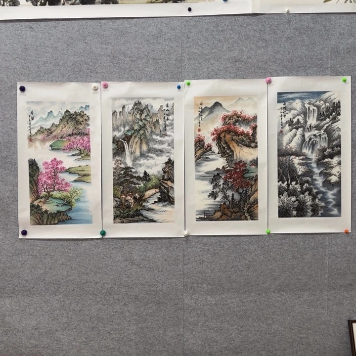 国画花鸟等图案为一体