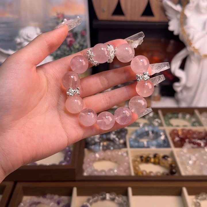 水晶手串18K金镶嵌粉水晶拍2单
