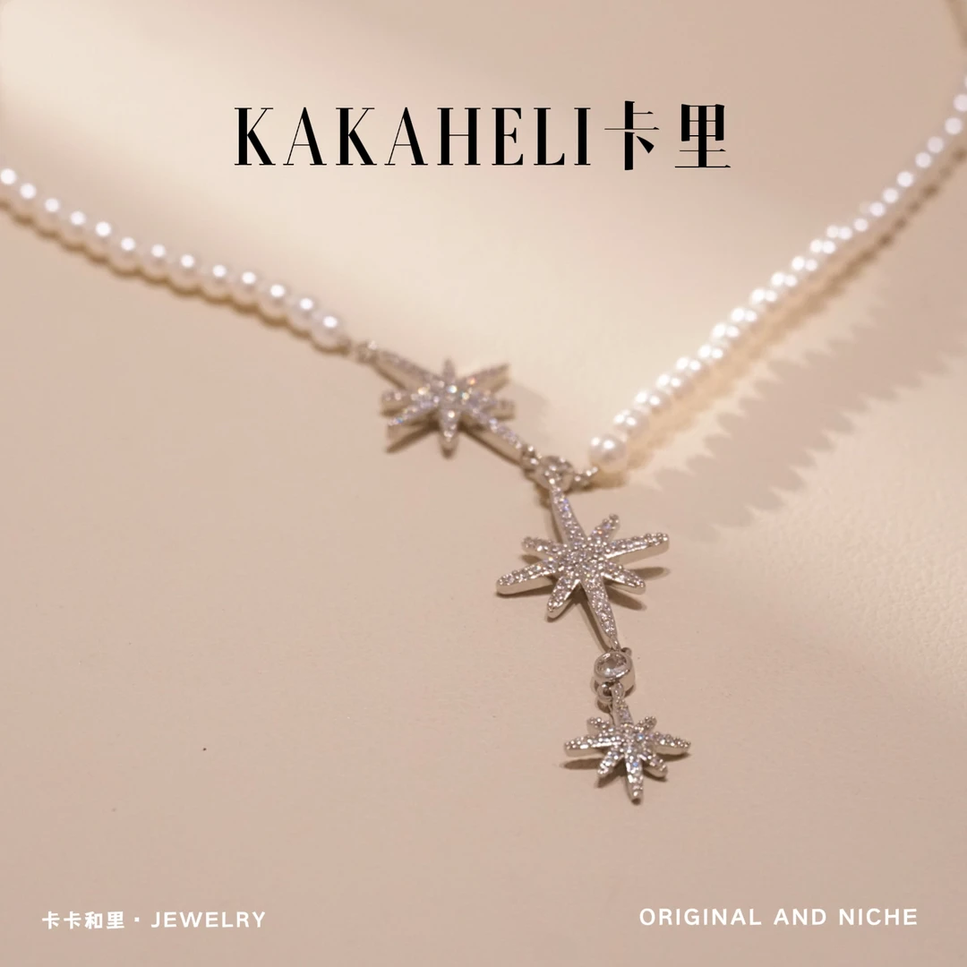 钛钢项链 欧洲三孪四芒星辣妹项链 A1109