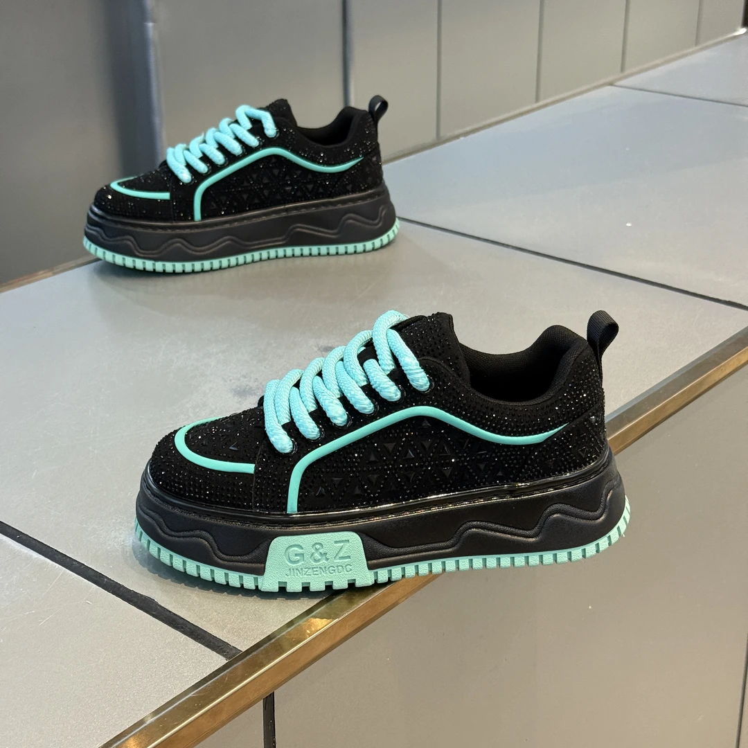 欧洲站男鞋2025秋季新款潮流时尚网红水钻休闲鞋厚底增高鞋子男款