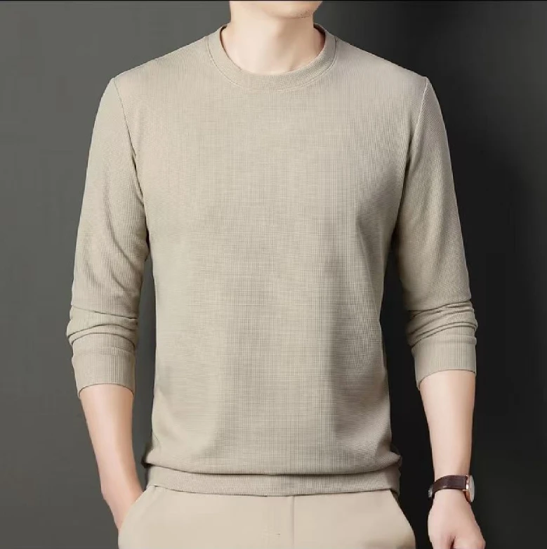 2025春季男士卫衣中年新款上衣宽松休闲薄款圆领长袖t恤衫男