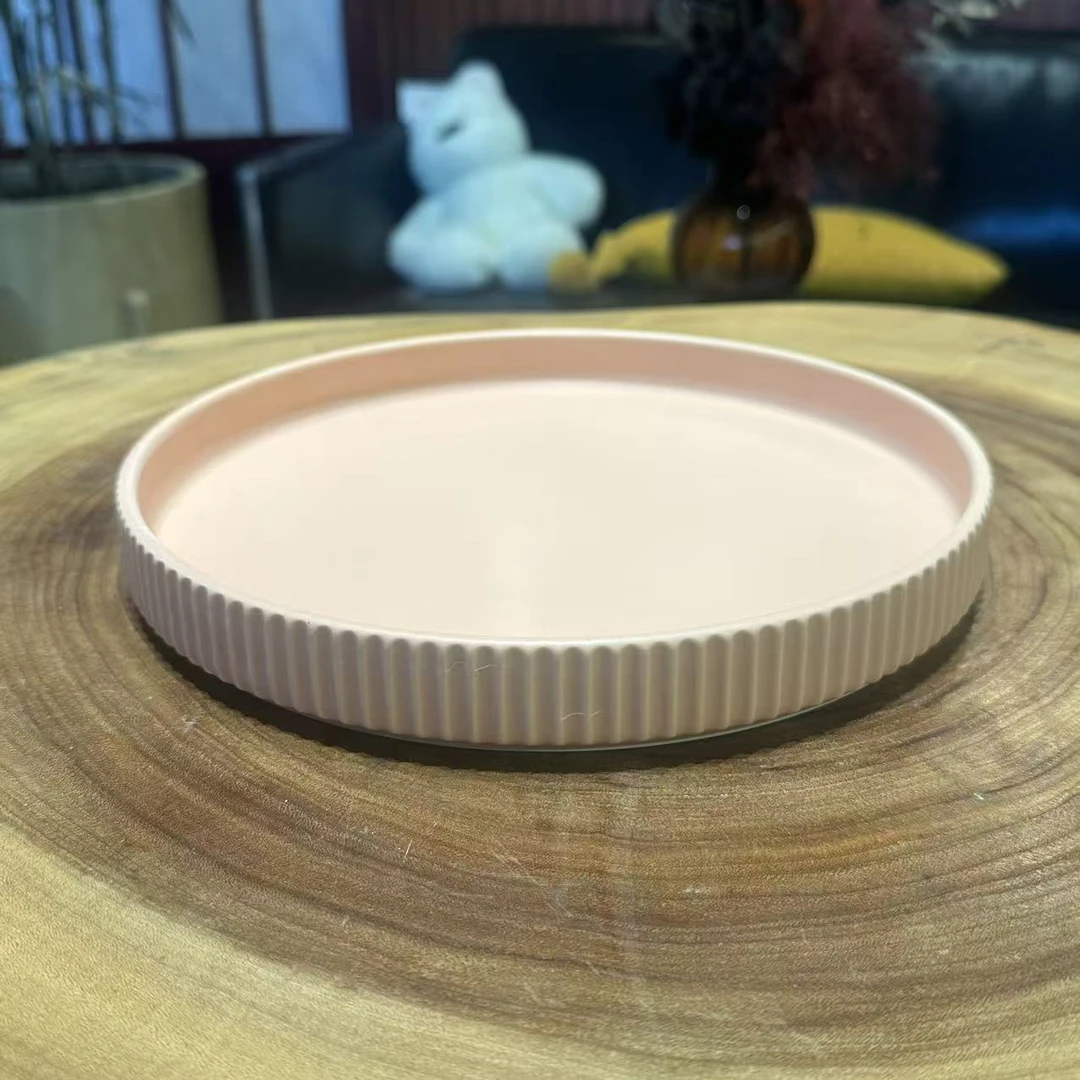 XCZ竖纹陶瓷浅边盘 口径26cm 高3cm