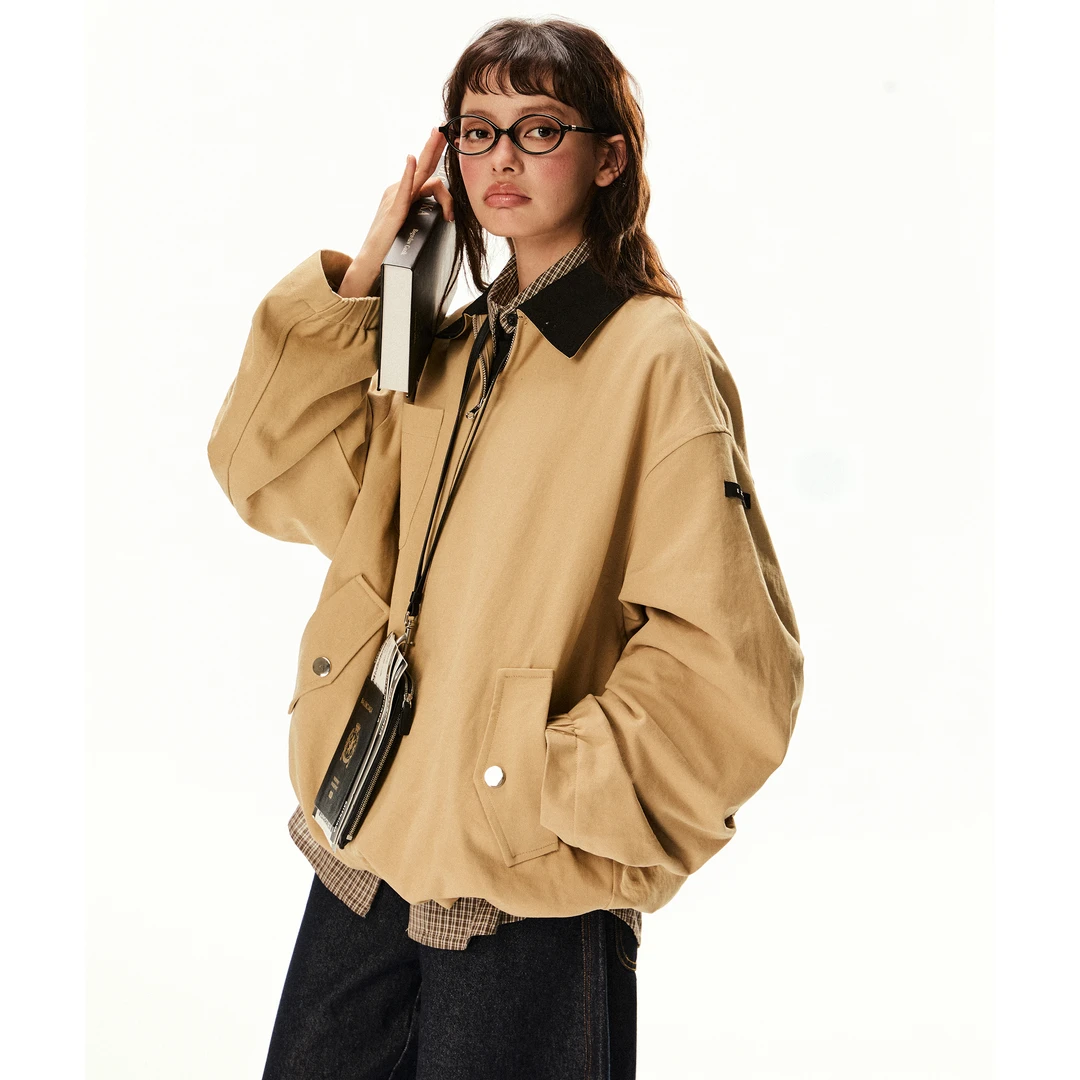 EZEK 春秋新款美式复古巴恩风廓形工装风重磅夹克外套