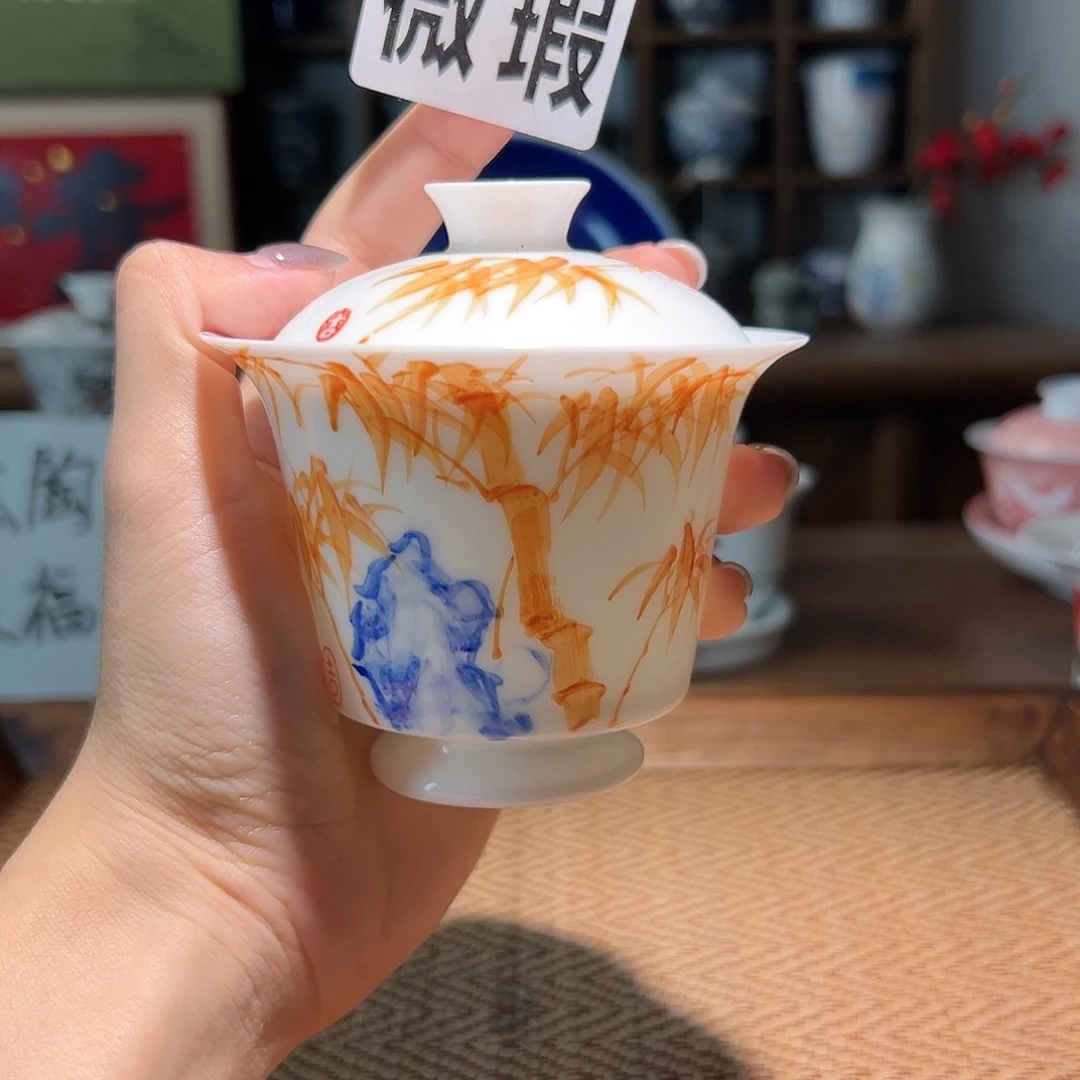 【闪购商品】微瑕 手绘 盖碗