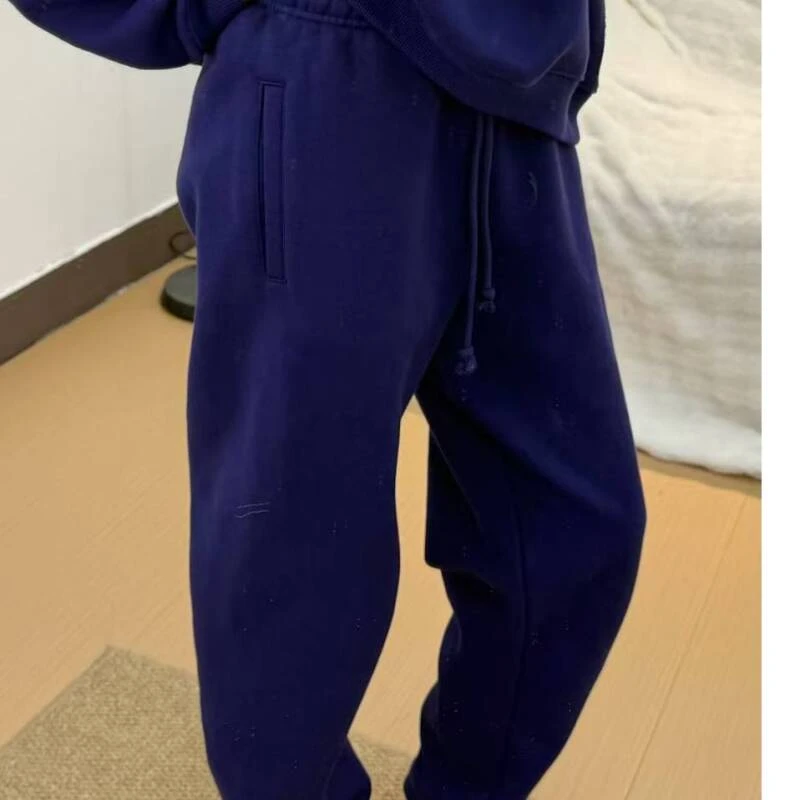 卡戴珊休闲宽松纯棉束口运动裤男女同款冬季加绒卫裤