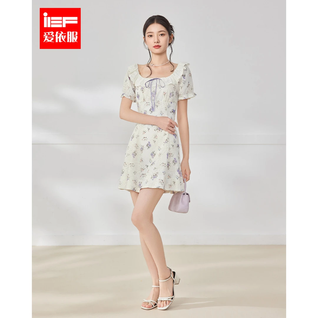 IEF/爱依服2025夏季新款甜系法式碎花小清新显瘦气质感百搭连衣裙