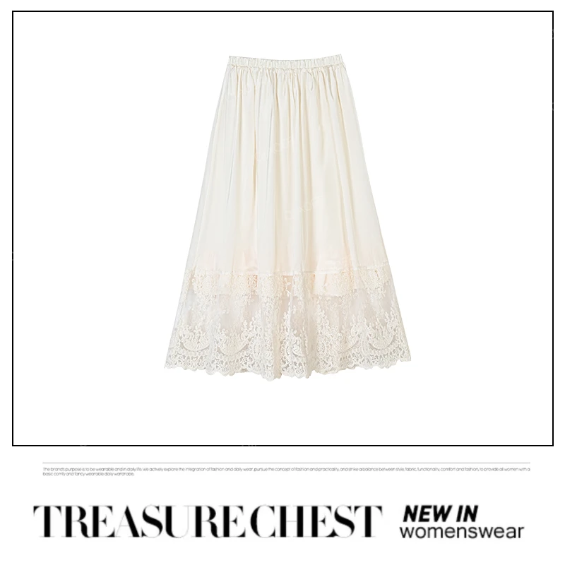 乔儿定制【花颜月貌】轻奢重工蕾丝边新款半身裙设计师款中长A字裙