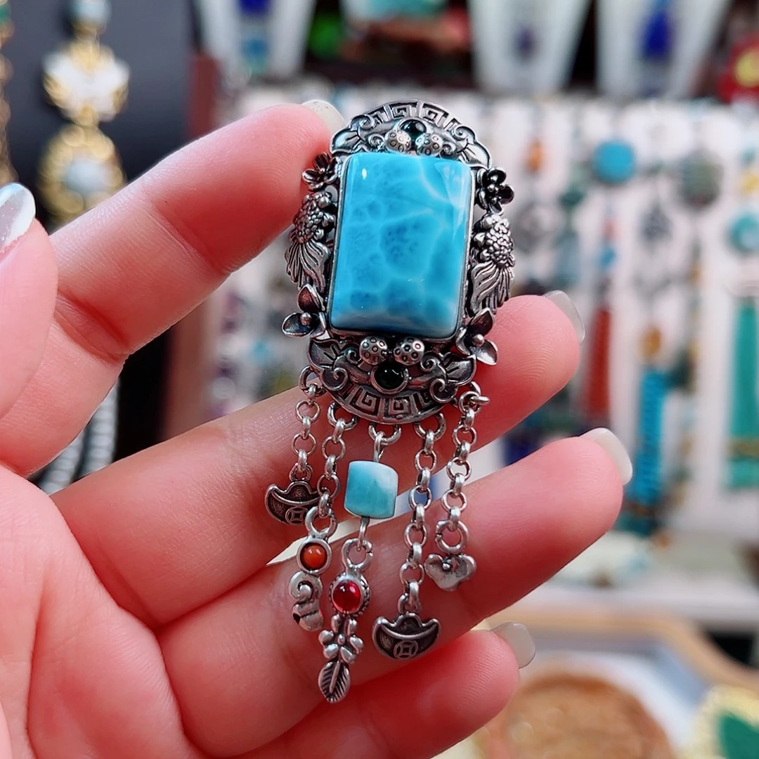 针钠钙石银S925镶嵌戒指/指环国风