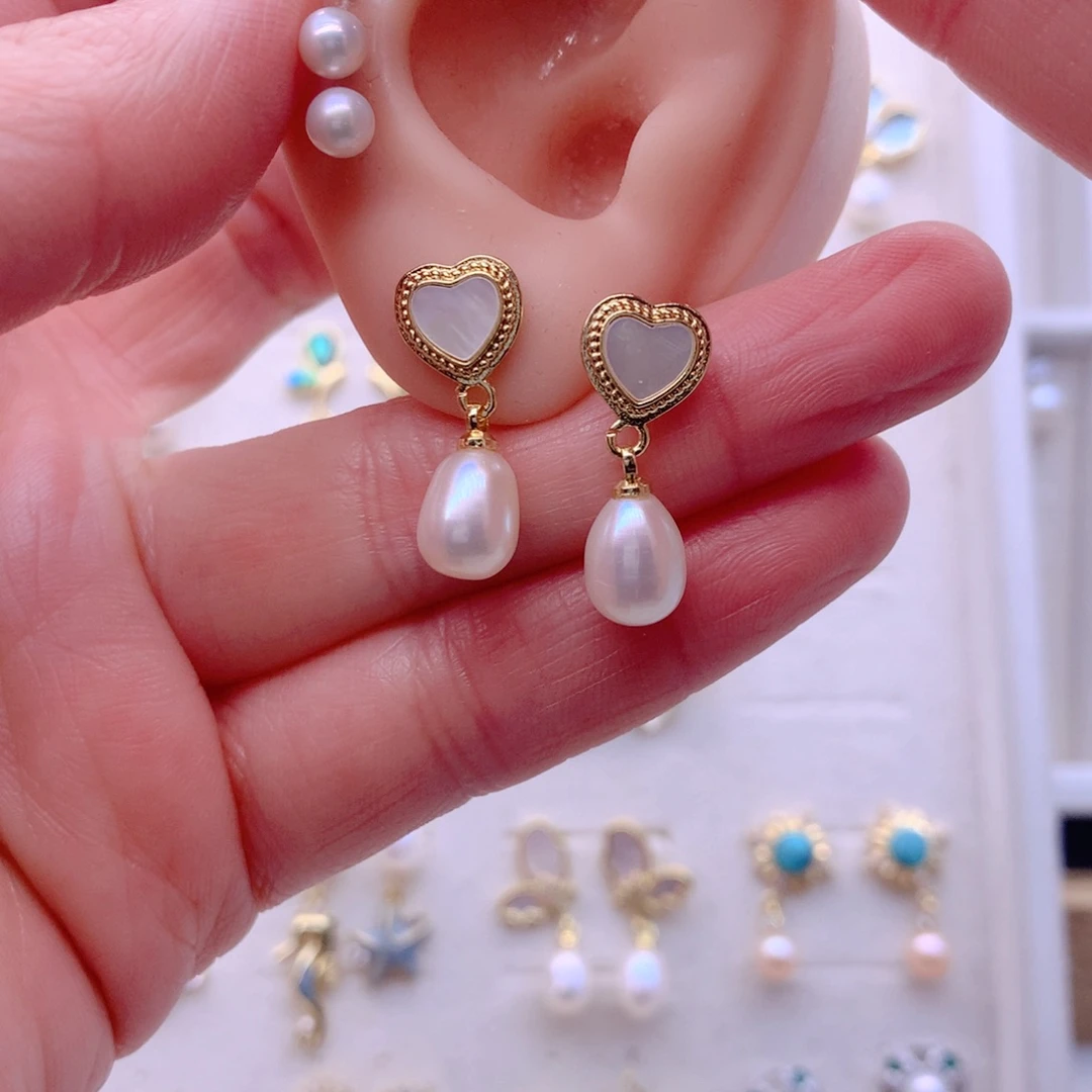 淡水珍珠耳饰合金