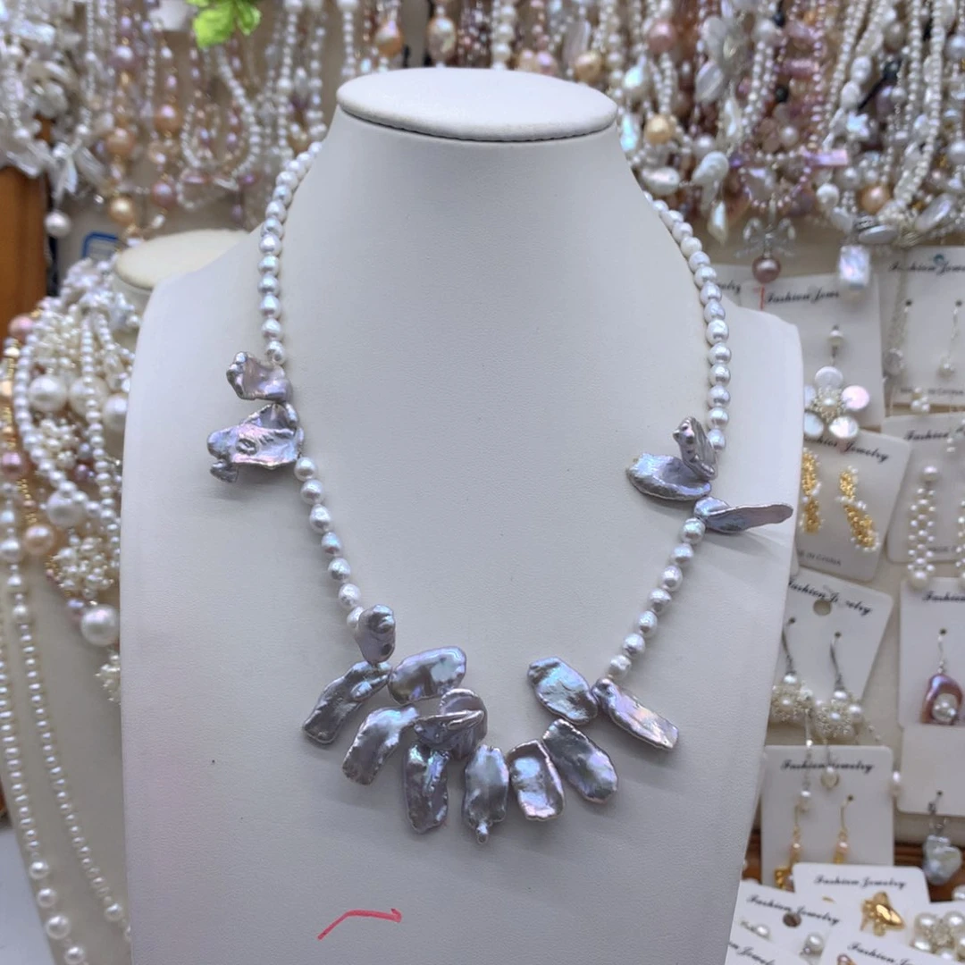 合金淡水珍珠耳饰项链