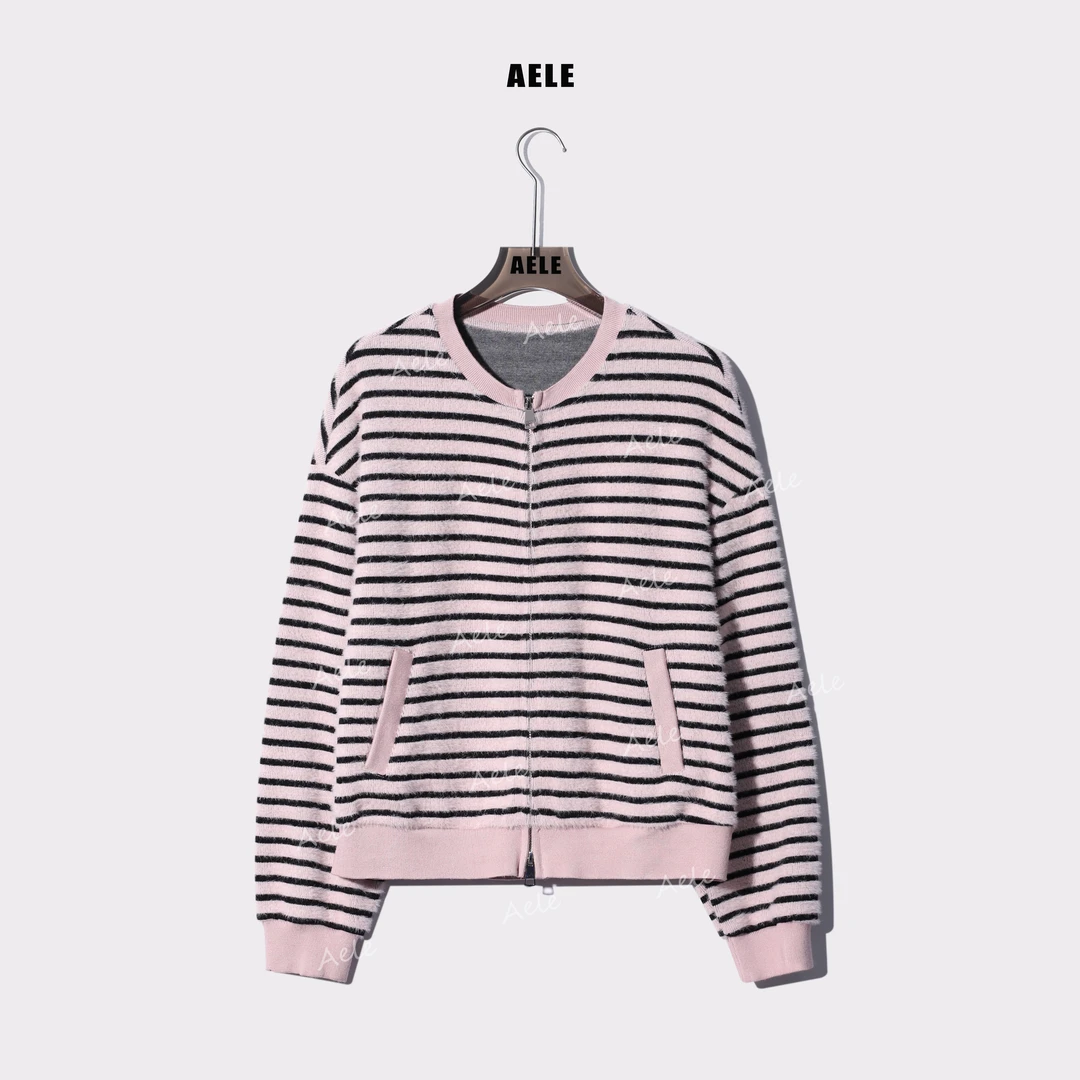 AELE慵懒风条纹显瘦减龄拉链外套 W853 2781 AD