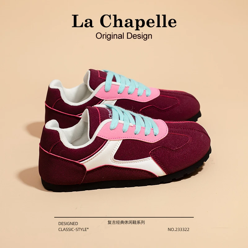 拉夏贝尔多巴胺小白鞋女2025春季新款小众ins百搭德训鞋运动板鞋