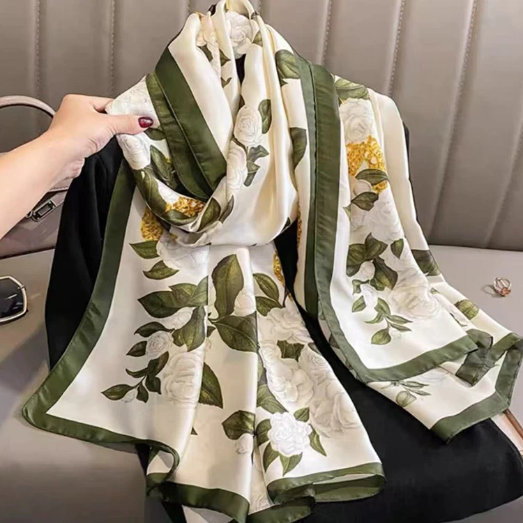 [栀子花]180长巾丽景缎丝巾