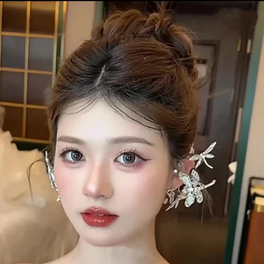 新款蜻蜓白纱饰品超仙甜美新娘头饰