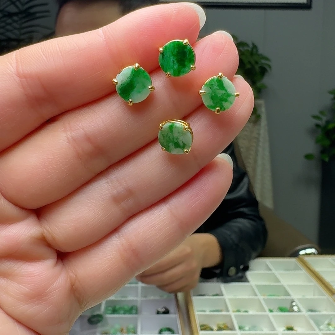 翡翠银S925镶嵌耳饰多样性发货其一