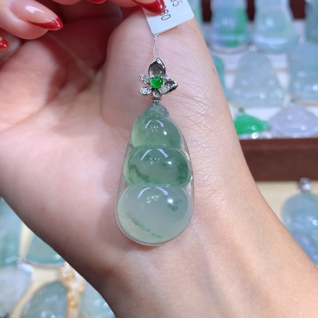 吊坠(不含链)18K金镶嵌翡翠