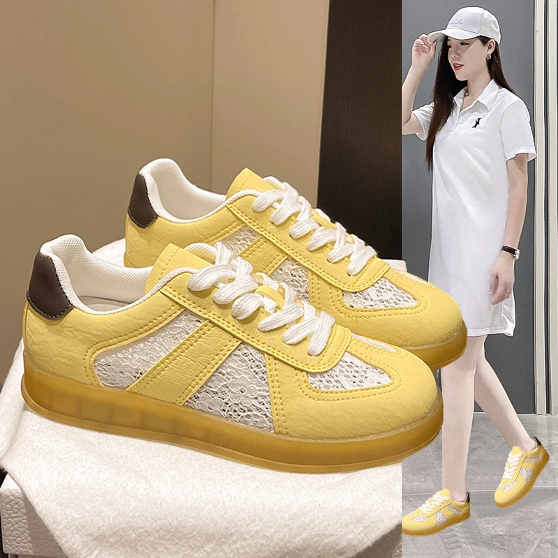 薄款网面德训鞋女款2025夏季厚底透气网鞋轻奢运动鞋百搭休闲板鞋