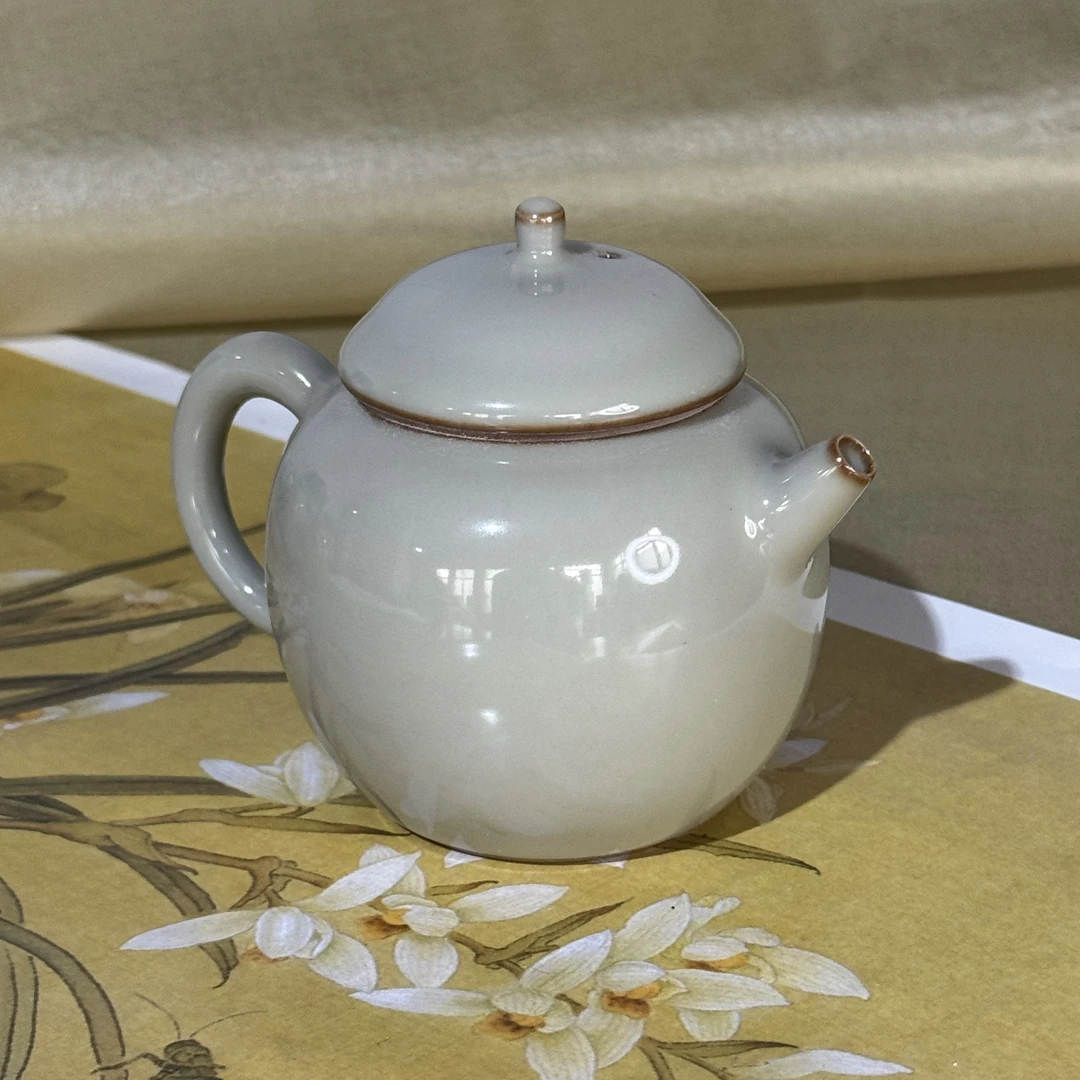 瑕疵青璃.茄瓜圆融壶