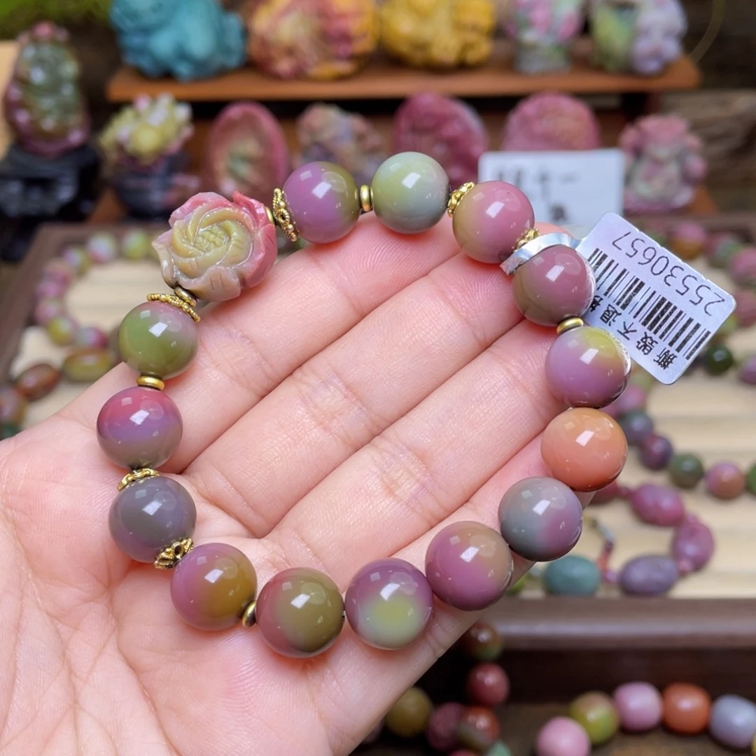 玛瑙/玉髓合金珠宝半成品盐源玛瑙高品幻彩设计款光珠