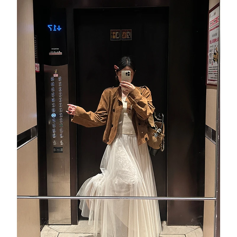 小璇【秋日巴恩】麂皮绒短外套夹克