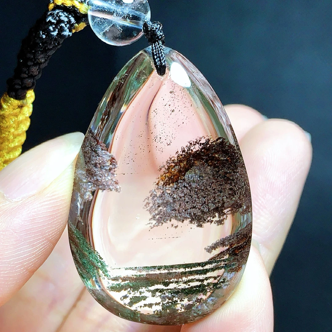 东海水晶天然千层彩幽灵水晶吊坠毛衣链时尚精品挂件坠精美真水晶