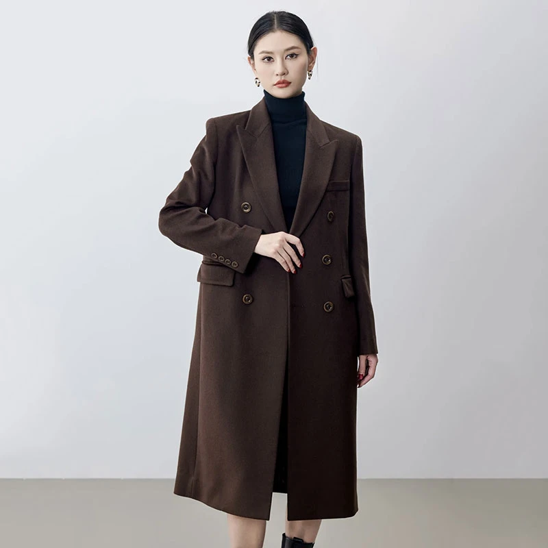 【商场同款】双面呢大衣长款冬季新款气质纯色风衣外套女5400810