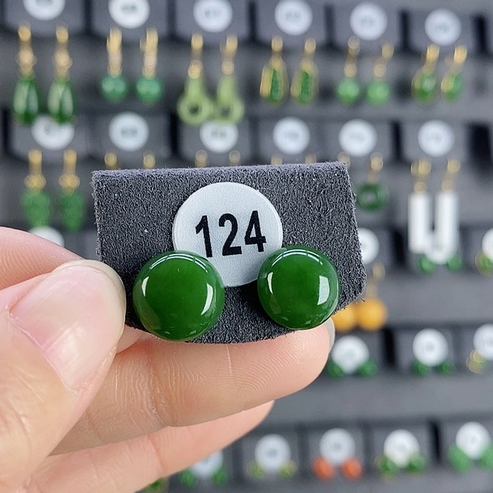 和田玉耳饰18K金镶嵌