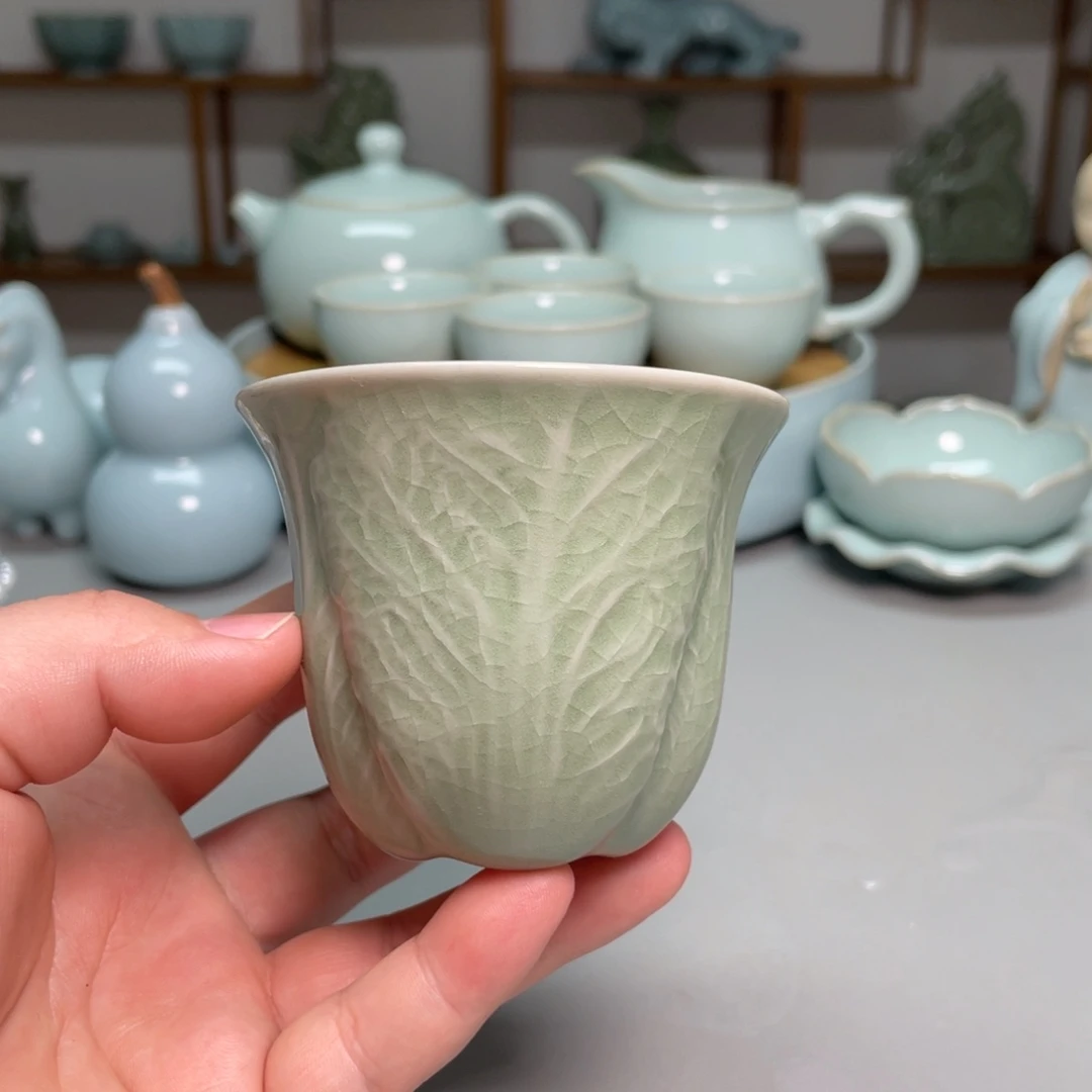 瓷豆绿百财杯赵琳老师带礼盒