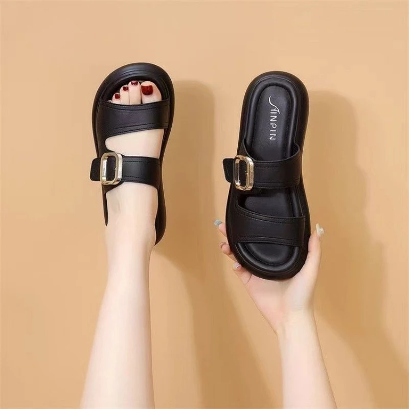 2025年新款软底夏季一字厚底拖鞋女外穿百搭配裙软底百搭凉拖女