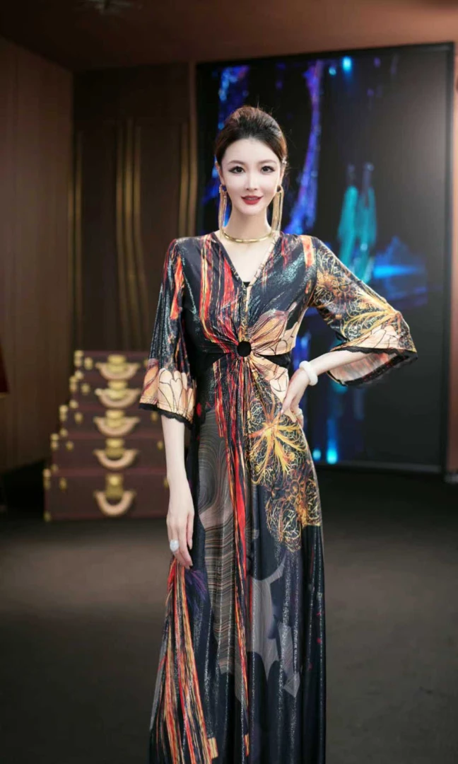 YINGHOU【曼曼】轻奢夏季气质显瘦法式设计师连衣裙D29241