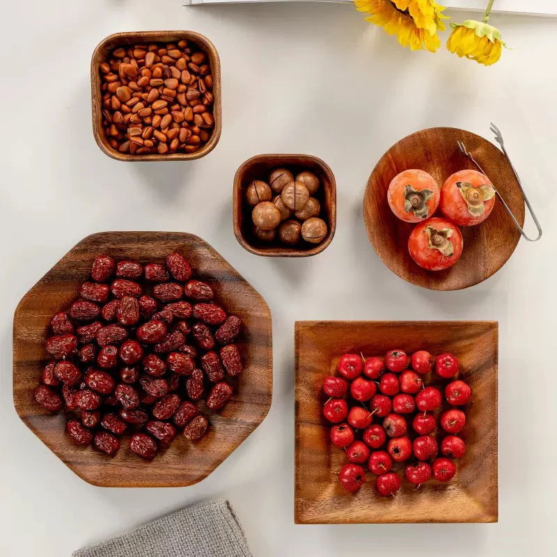 南美胡桃木实木新中式干果盘木制盘子水果盘点心盘糕点托盘家用