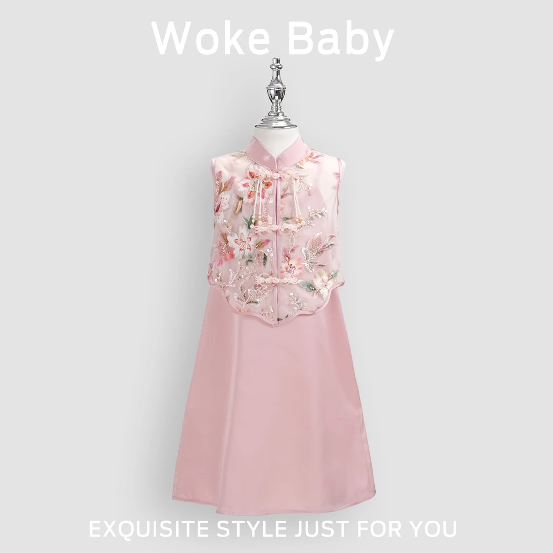 女童夏季中大童上衣中领套头汉服连衣裙M5633