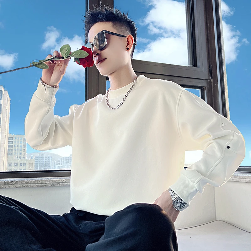 殿若美式铆钉设计卫衣男长袖T恤男装衣服新款春秋季上衣内搭打底t