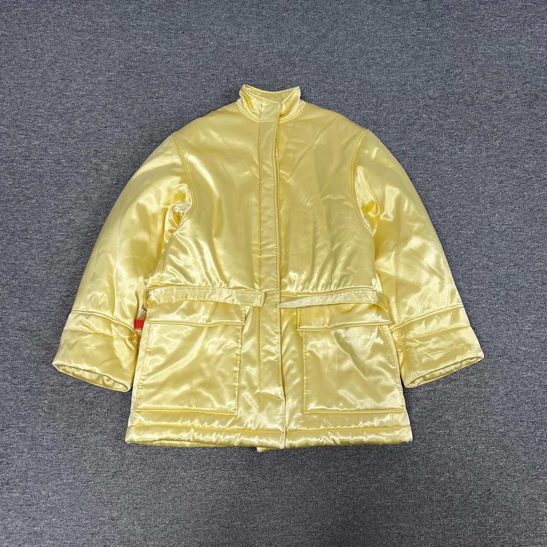 99新 WE11 DONE 淡黄色 缎面中长款夹克外套 xs码