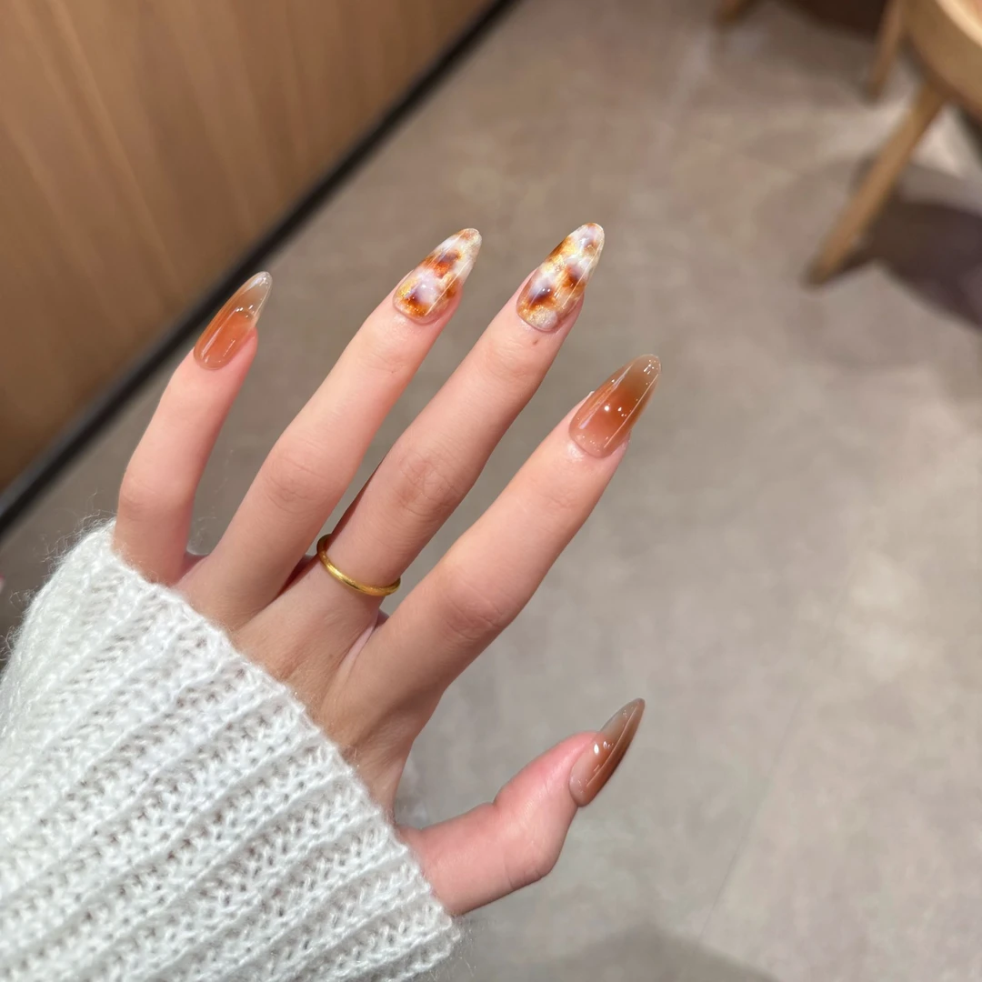 【浮光跃金】纯手工穿戴甲ins晕染猫眼显白气质重工指甲贴美甲贴片