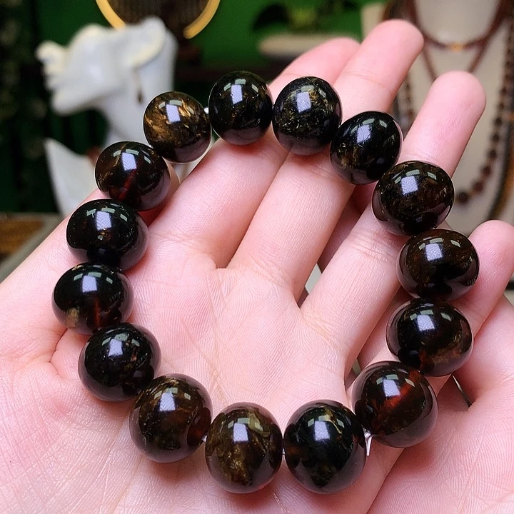 琥珀裸石未镶嵌抚顺琥珀16黑花