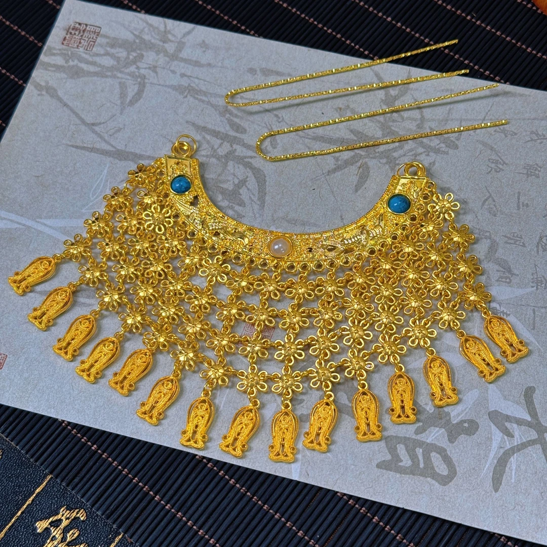 古风宫廷汉服配饰复原款仿宋鬓簪金梳帘发簪后压金帘梳额饰发簪