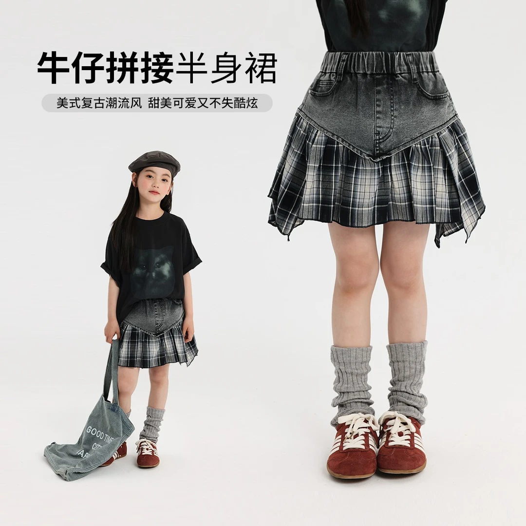 布丁哈鲁【夏日格调】经典时尚2025夏款女童半身裙牛仔裙G52DA119