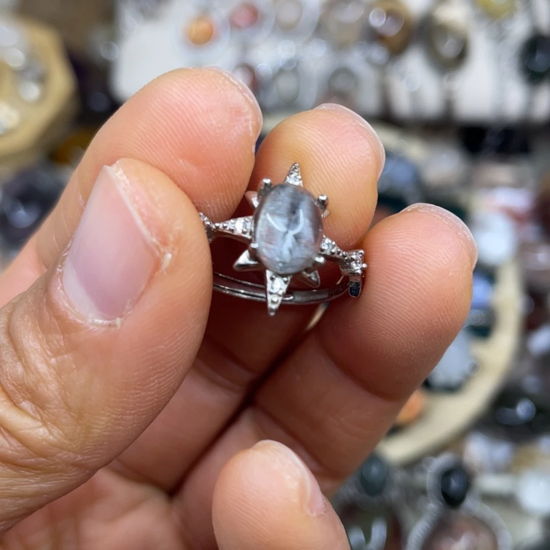 【闪购商品】银S925镶嵌珠宝半成品水晶戒指