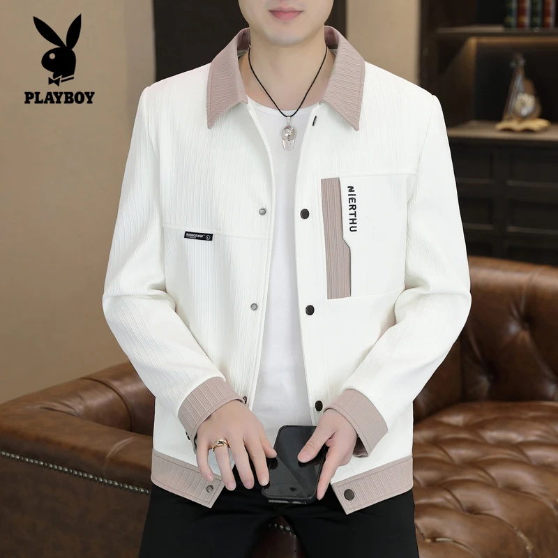 花花公子2025秋季设计感翻领夹克新款外套男百搭潮流时尚秋款外套