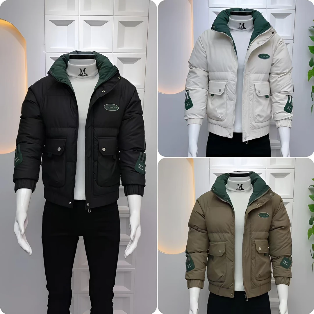 韩版潮牌轻奢高端男士条纹棉服冬季立领时尚休闲百搭修身保暖外套