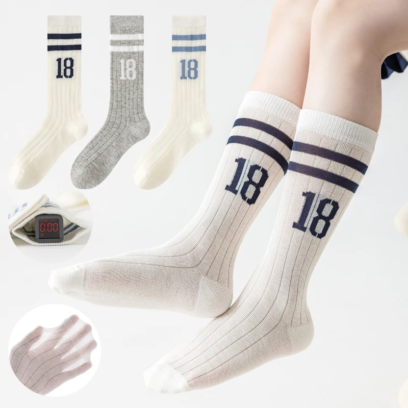 儿童袜子夏季薄款小男孩数字运动小腿袜春夏透气网眼女童高筒棉袜
