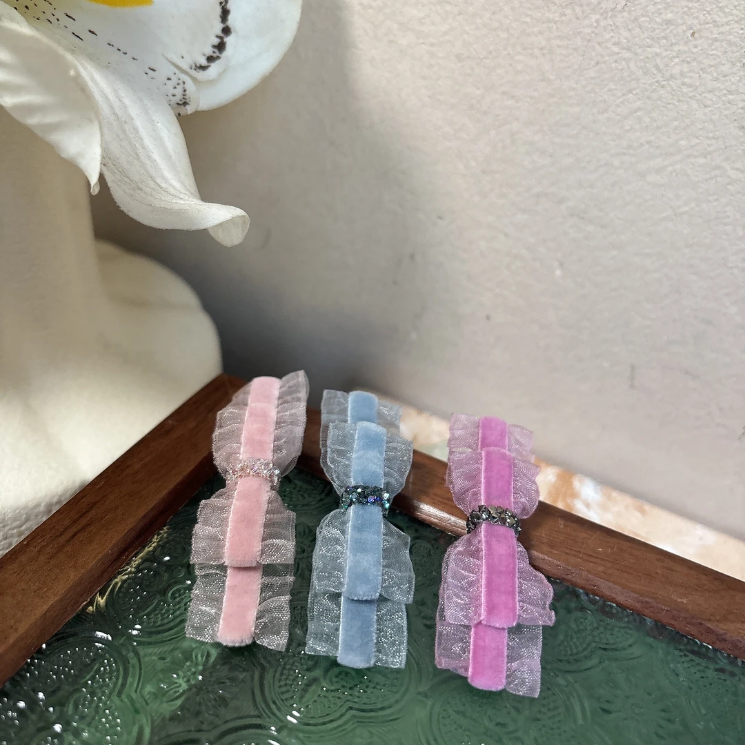 高级感薄纱花边蝴蝶结发夹Y212