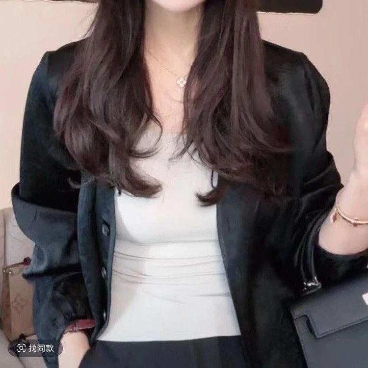 夏季新款爆款休闲流行压皱醋酸面料开衫短袖外套